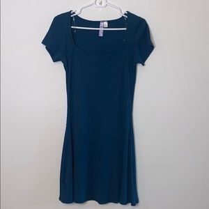 Blue / dark turquoise, short sleeve, mini dress
